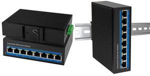 Actual product image LogiLink NS203P Industrial Gigabit Ethernet Switch 8-Port 10/100/1000 Mbps with PoE DIN Rail Mo (8 ports)