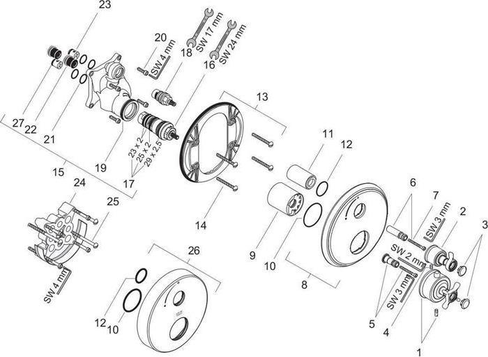 Actual product image hansgrohe Thermostat AXOR MONTREUX concealed with shut-off valve chrome