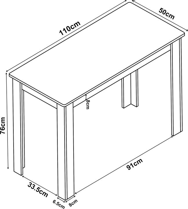Produktbild VCM Holz Esstisch Küchentisch Esal 76 x 110 x 50 cm (110 x 50 x 76 cm)