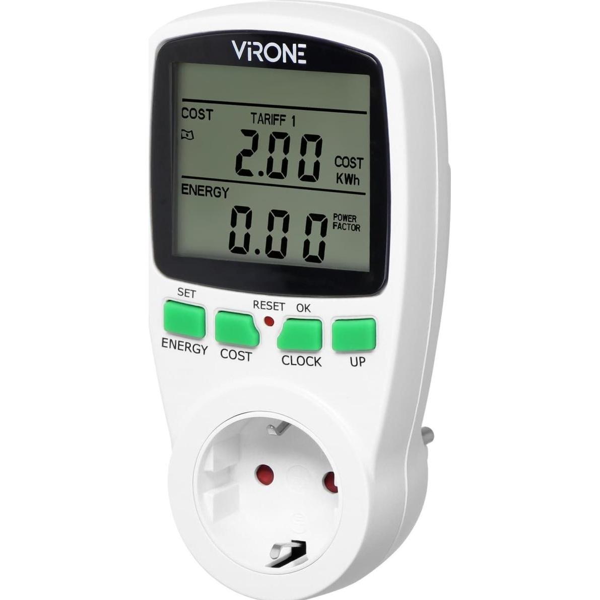 Orno, Energiemessgerät, Zweitarif-Wattmeter, Energierechner mit LCD-Display, 2 separate Tarife, interne Batterie, Schuko...