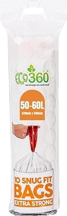 Eco360 Extra starke Kordelabdeckungen Küchenabfälle 60L 10pk (10x, 60 l)