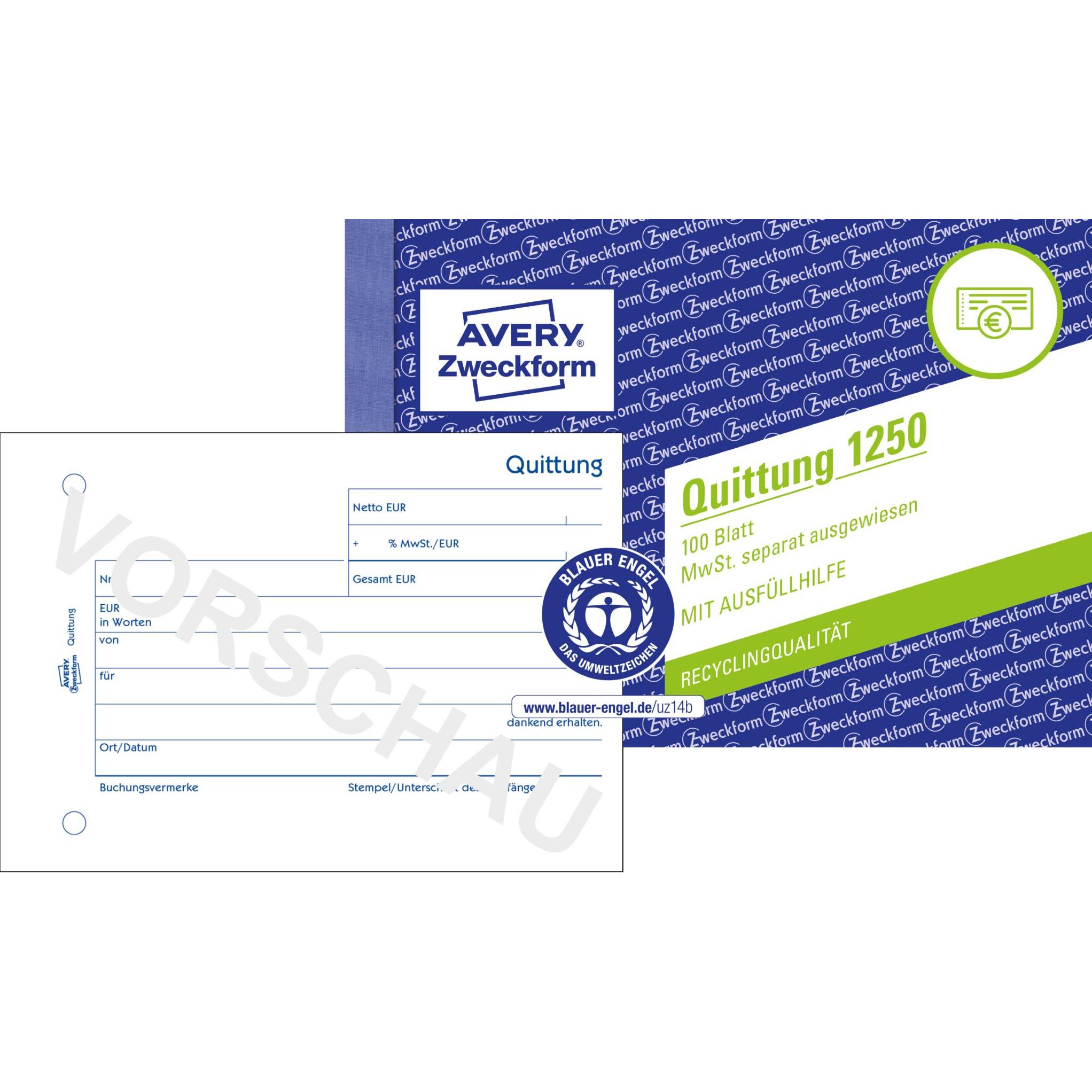 Avery Quittung MwSt. separat ausgewiesen (100 x) (1250)