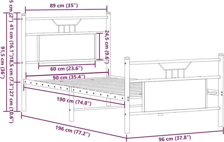 Image du produit vidaXL Bettgestell (90 x 190 cm)