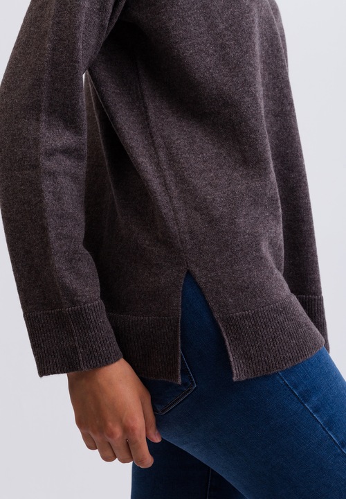 Actual product image Cash-Mere Kaschmir V-Ausschnitt Pullover mit Seitenschlitzen (S)