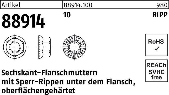 Produktbild Sechskantflanschmutter R 88914 Sperr-Ripp M 5 10 (M5)