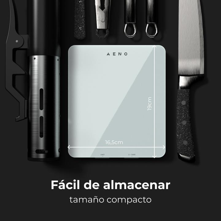 Actual product image Aeno smart kitchen scaleMin/Max load: /8kgDimensions: 8mmBluetooth version: 4.2PID: wuimqx21