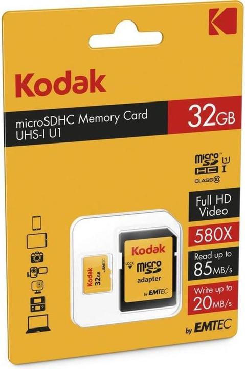 Immagine prodotto Kodak Sd Micro 32gb Cl10 Extra Con Adatt. (32 GB, microSDHC, U3, UHS-I)