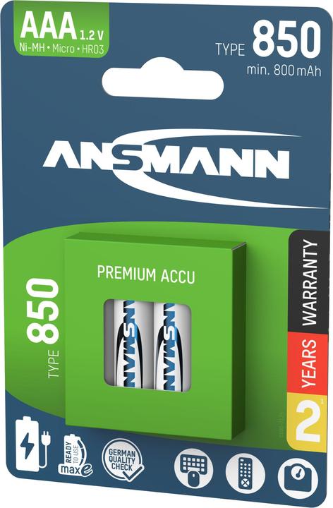 Actual product image Ansmann NiMH battery Micro AAA type 850 (min. 800 mAh) maxE (4 pcs., AAA, 850 mAh)