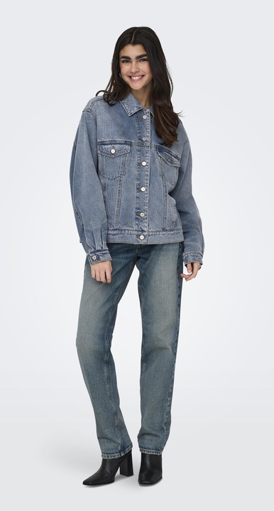 Produktbild Only Fly-Away Kragen Ärmelbündchen mit Knopf Jacke Jeansjacke (S)