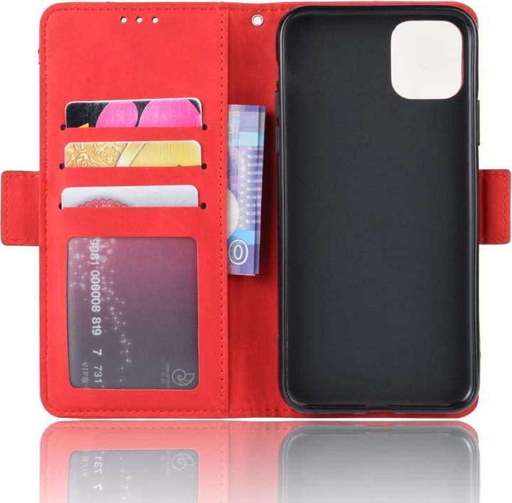 Actual product image Cover-Discount iPhone 12 / 12 Pro - case with many card slots red (Apple iPhone 12, Apple iPhone 12 Pro)