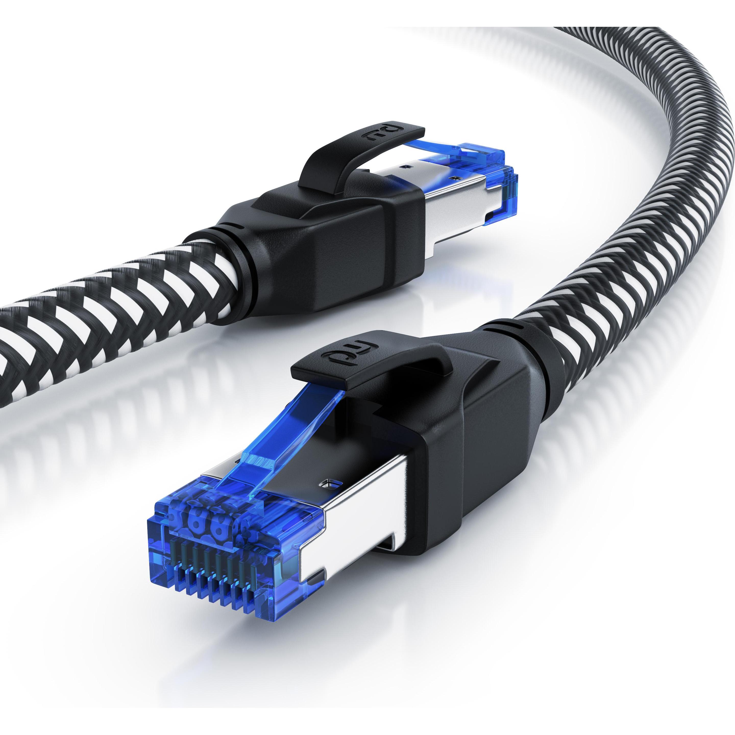Primewire CAT 8 Netzwerkkabel 40 Gbits - Baumwollmantel - LAN Kabel Patchkabel RJ45 - S/FTP PIMF Schirmung (S/FTP, CAT8....