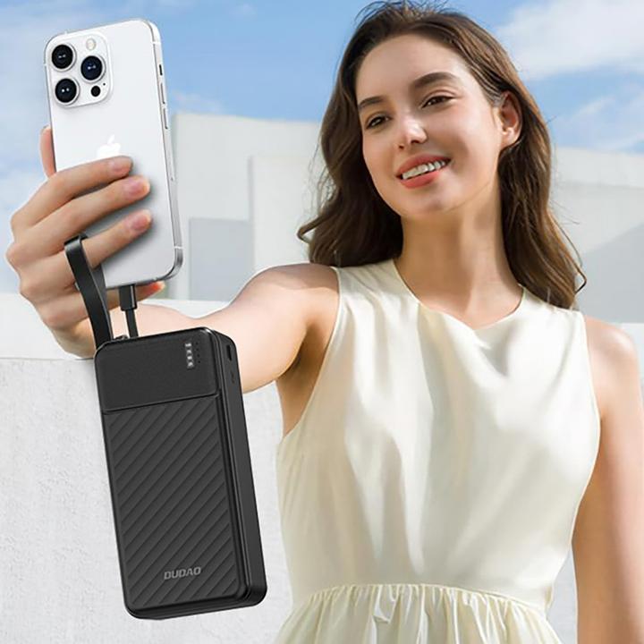 Immagine prodotto Dudao K11 Max 30000mAh Powerbank mit integrierten Kabeln - Schwarz (30000 mAh, 10 W)