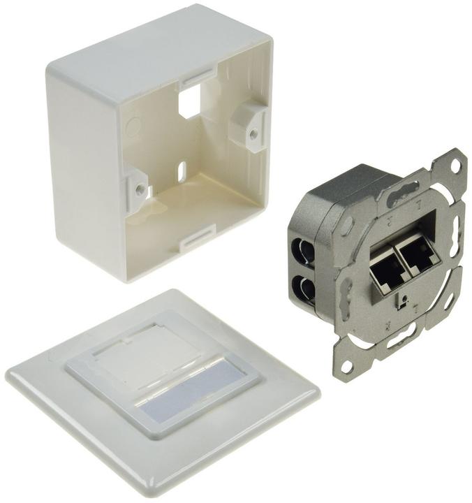 Actual product image Goobay CAT 6 universal outlet incl. surface mounting frame 2x RJ45 network outlet shielded