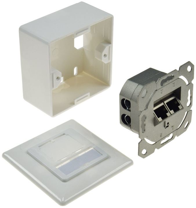 Produktbild Goobay CAT 6 Universaldose inkl. Aufputzmontage-Rahmen 2x RJ45 Netzwerkdose geschirmt