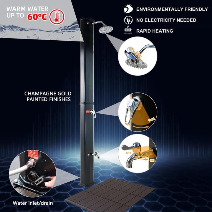 Actual product image CCLife Solardusche mit Handbrause und Kunststoffboden