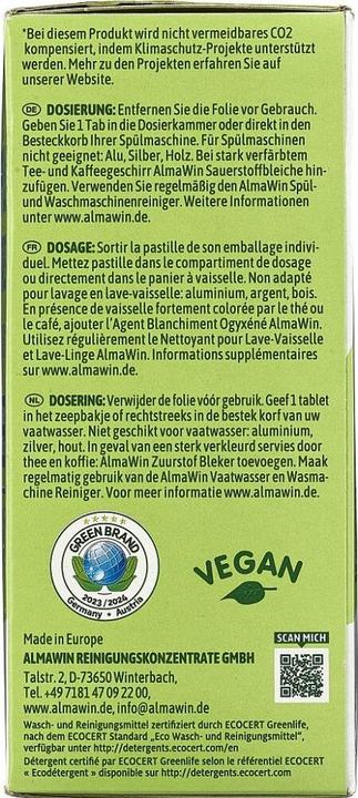 Nutritional values and ingredients Alma Win Dishwasher Tabs (Tabs)