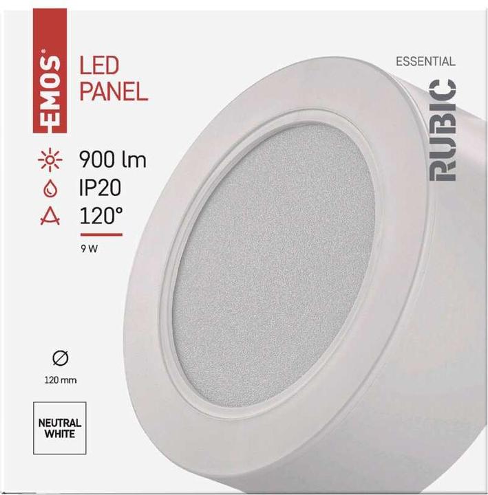Produktbild Emos LED-Anbauleuchte RUBIC, rund, weiss, 9W, neutralweiss (900 lm)