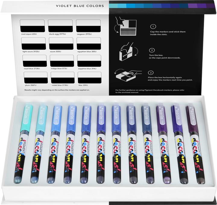 Produktbild Karin PIGMENT DECO BRUSH - Brush Marker (Violett, Dunkelblau, Lila, 12 x)