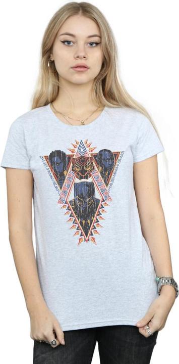 Actual product image Womens/Ladies Black Panther Tribal Heads Cotton T-Shirt (XL)