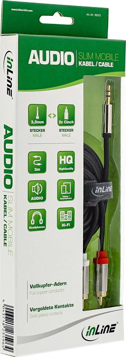 Produktbild InLine Slim Audio Kabel Klinke 3 (10 m, 3.5mm Klinke (AUX), Cinch)