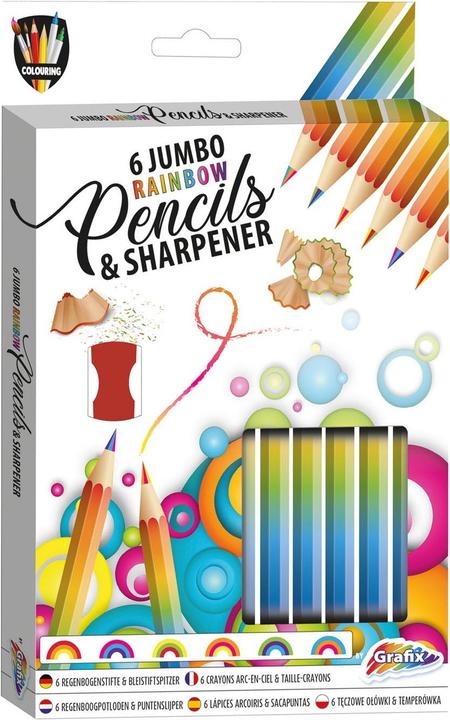 Image du produit Grafix Crayons avec taille-crayon Rainbow (Arc-en-ciel, 6 x)