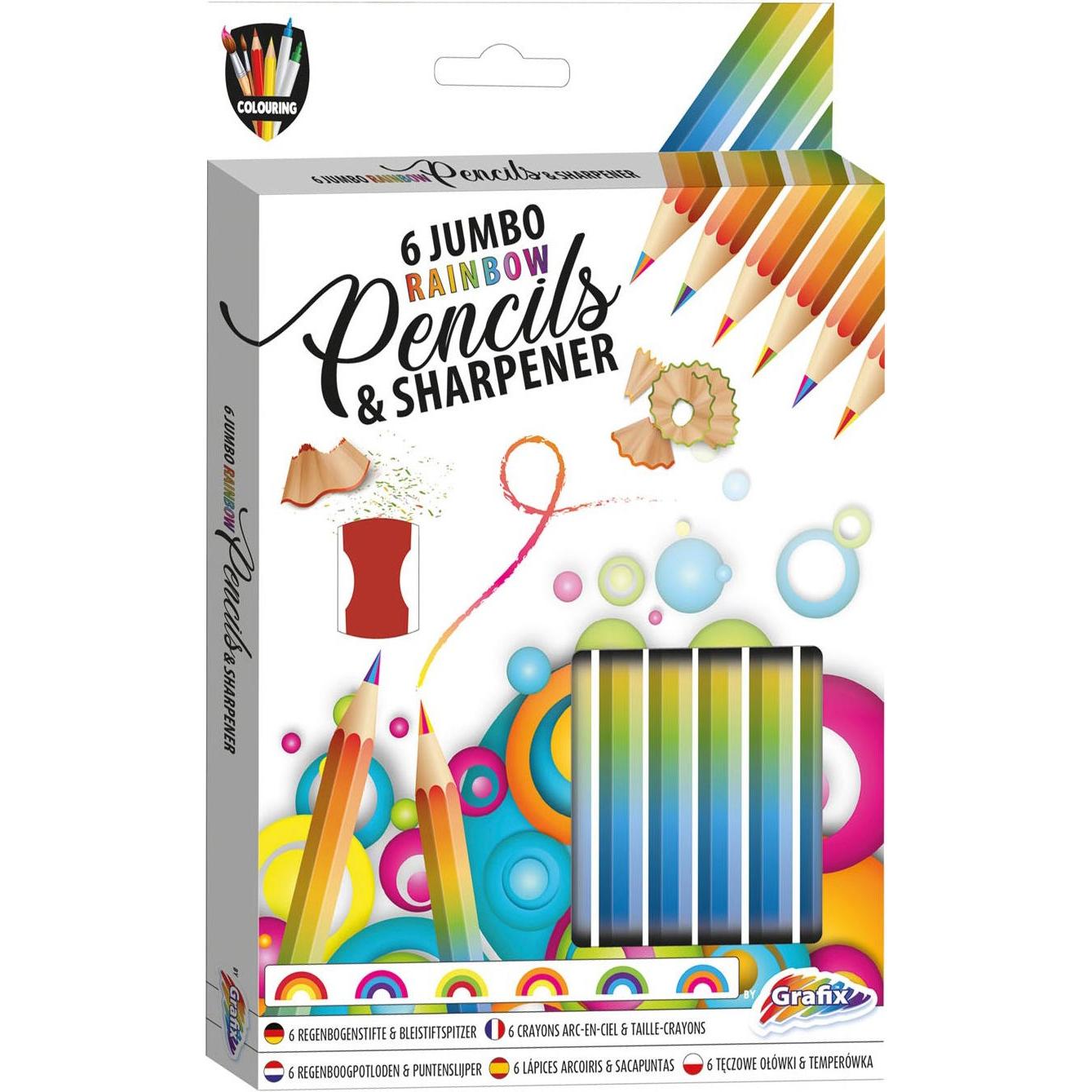 Thumbnail - Grafix, Malstifte, Bleistifte mit Spitzer Rainbow (Regenbogen, 6 x)