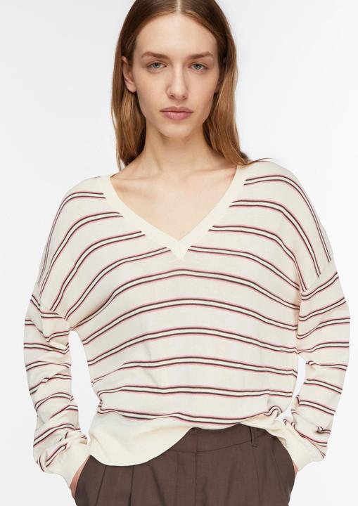 Produktbild Comma Gestreifter Feinstrickpullover aus Lyocell-Baumwoll-Mix mit Relaxed Fit (L)