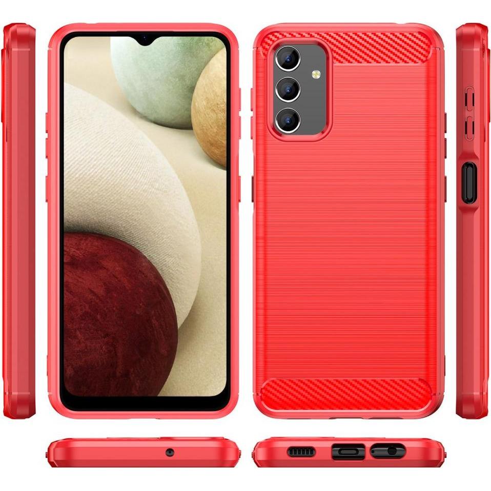 Thumbnail - Cover-Discount Galaxy A13 - Metall Carbon Look Hülle rot (Samsung Galaxy A13), Smartphone Hülle, Rot