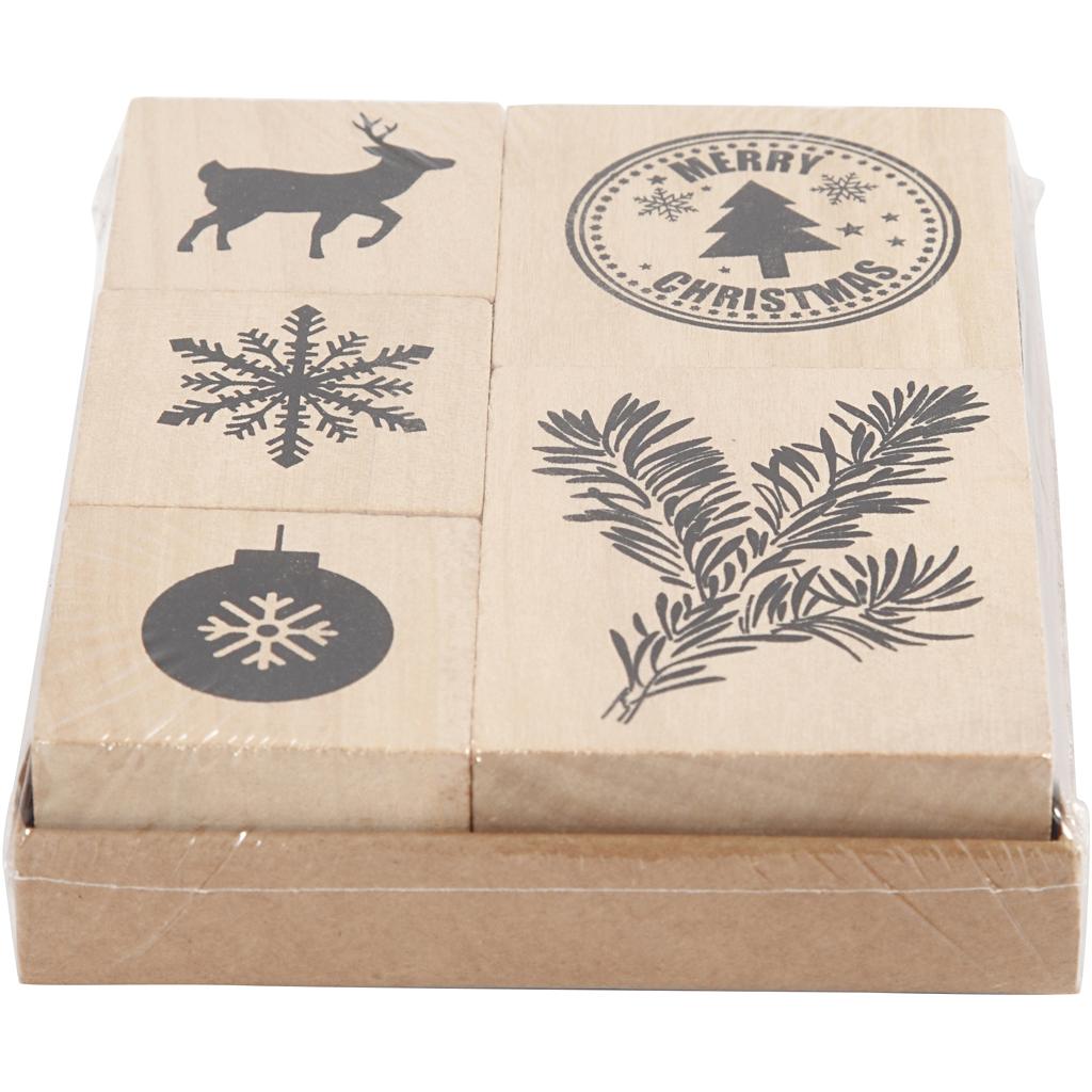 Thumbnail - Creativ Company, Stempel, Houten Stempelset Kerstmis, 5dlg.
