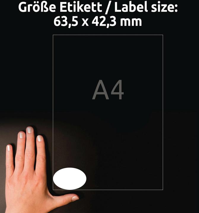 Actual product image Avery Zweckform Kennzeichnungs-Etiketten, oval, 63.5x42.3 mm dark grey, permanent, untreated paper