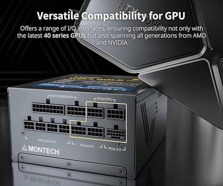 Produktbild Montech Titan 1200W - 80 PLUS & Cybenetics Gold, modular, PCIe 5.0 - 1200 Watt (1200 W)