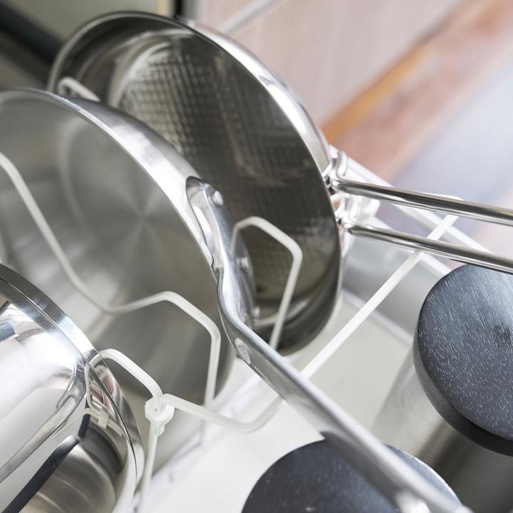 Actual product image Yamazaki Pull-out pot & pan organiser TOWER (Metal, Plastic)