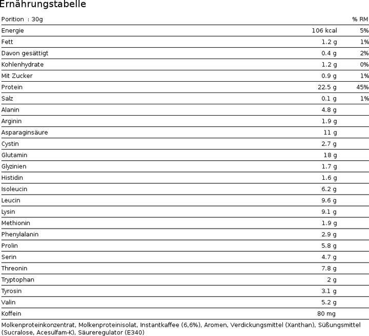 Nährwerte und Zutaten ESN Flexpresso (Kaffee, 1 Stk., 908 g)