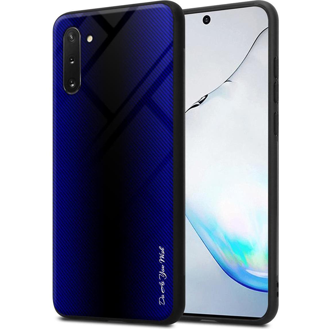 Cadorabo TPU Gestreiftes Glas Cover (Samsung Galaxy Note 10), Smartphone Hülle, Violett