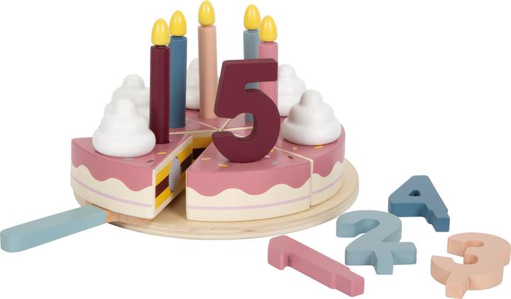 Actual product image small foot Slicable wooden birthday cake, 18 pieces.