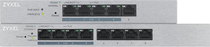 Actual product image Zyxel GS1200-8HP: 8Port PoE+ Switch, V2 (8 Ports)