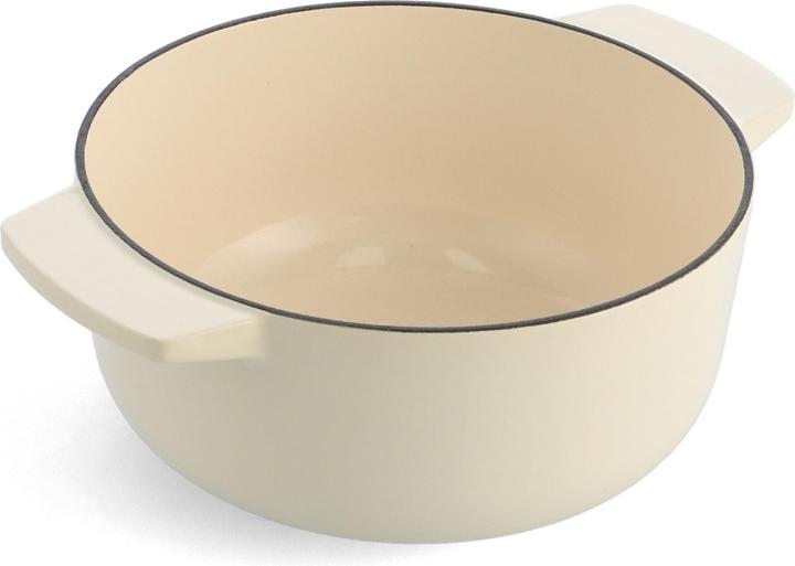 Produktbild KitchenAid braadpan 22cm - gemailleerd gietijzer - amandel wit - rond (26 cm, Bräter + Schmortopf, Gusseisen)