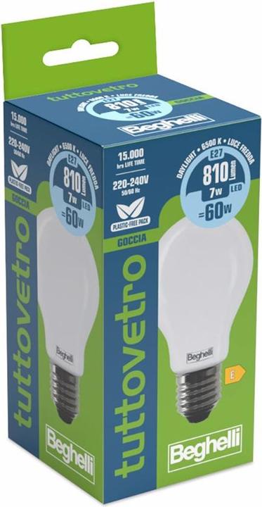 Actual product image Beghelli All-Glass Energy-saving Bulb Cool White 6500 K 7 W E27 E (E27, 810 lm, 1 x)