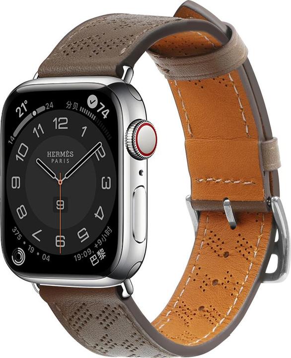 Produktbild Hurtel Armband Leder Lederarmband für Apple Watch SE, 8, 7, 6, 5, 4, 3, 2, 1 (41, 40, 38 mm) Armband dunkel (38 mm, 40 mm, 41 mm, Echtes Leder)