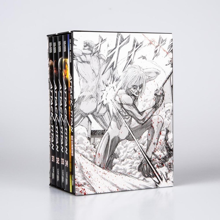 Produktbild Attack on Titan, Bände 31-34 im Sammelschuber mit Extra (Deutsch, Hajime Isayama, 2022)