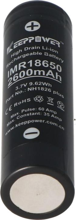 Immagine prodotto Keeppower Batteria IMR18650 Plus (US18650VTC5A) (Flat Top) inclusa la scatola di protezione della batteria (1 pz., 18650, 2600 mAh)