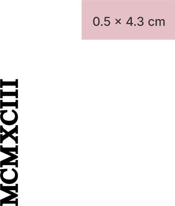 Actual product image minink Temporary tattoo - Roman numeral MCMXCIII (1993)
