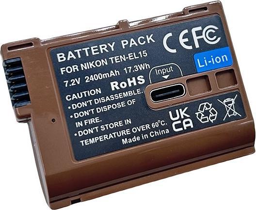 Produktbild Acconic Akku mit USB-C Input f. Nikon 1 V1 EN-EL 15 EN-EL15B EN-EL15C ENEL 15 D7000 D800 D600 Z6 Z7 (Kamera Akku)