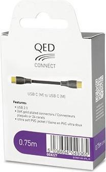 Actual product image QED Connect Cable Usb-C (M) To Usb-C (M) 0.75 metres QE8227 (0.75 m)
