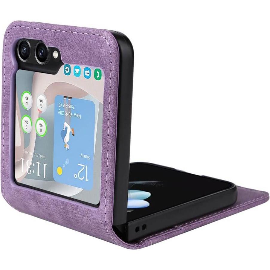 Cover-Discount Galaxy Z Flip6 - Pratkische Hülle mit Kartenfächern (Samsung Galaxy Z Flip6), Smartphone Hülle, Violett