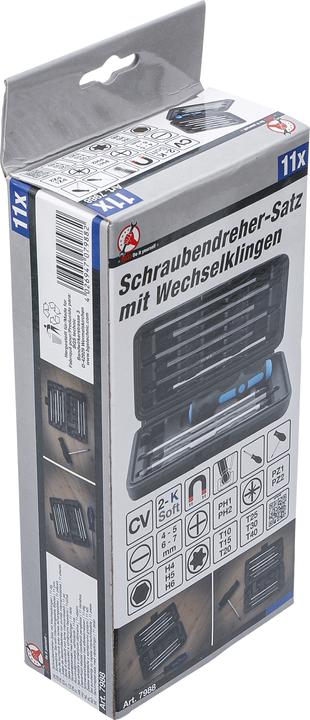 Produktbild BGS Schraubendreher-Satz mit Wechselklingen 11-tlg. (T-profil, Kreuzschlitz, Schlitz)