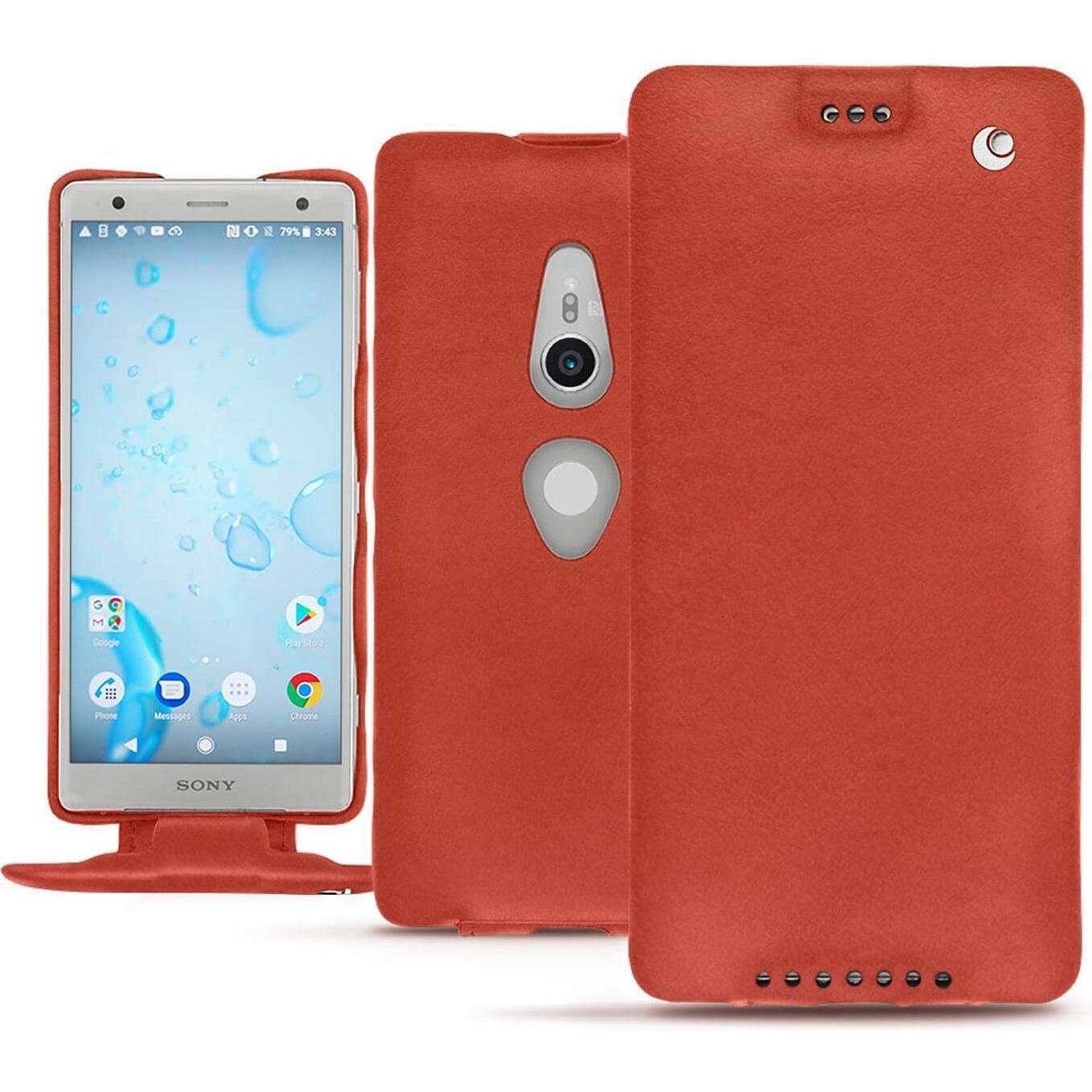Thumbnail - Noreve Lederschutzhülle vertikal (Sony Xperia XZ2), Smartphone Hülle, Orange