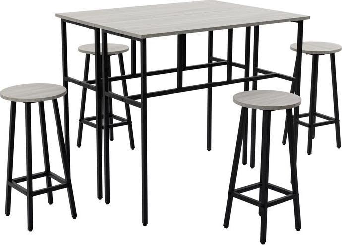 Produktbild Swisshandel24 Bartisch-Set, 6-teilig, Industrial Design, Spanholz Stahl Grau+Schwarz