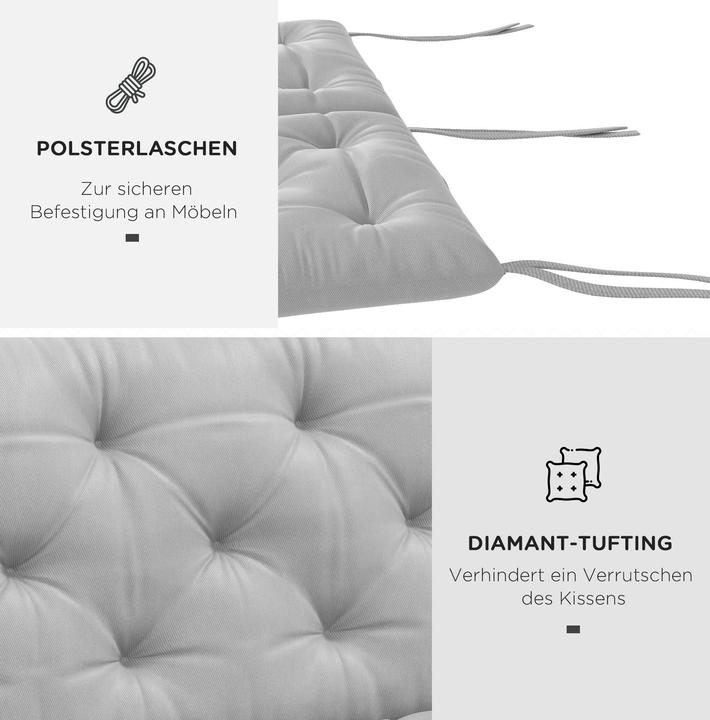 Image du produit Outsunny Bankauflage Polyester, Schaumstoff Hellgrau (150 x 98 cm)
