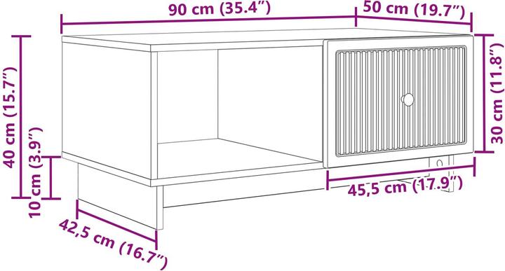 Image du produit vidaXL Couchtisch (90 x 50 x 40 cm)